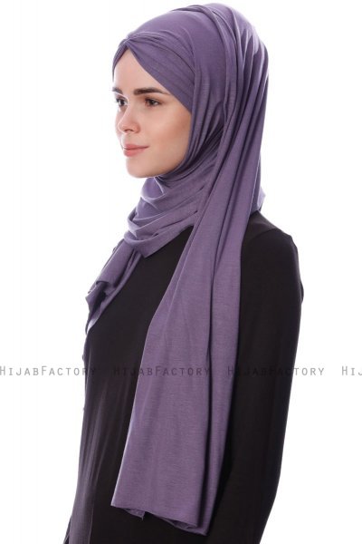 Eslem - Dunkelviolett Pile Jersey Hijab - Ecardin