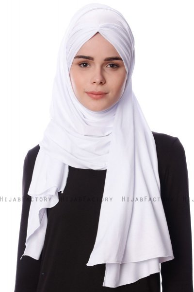 Eslem - Weiß Pile Jersey Hijab - Ecardin