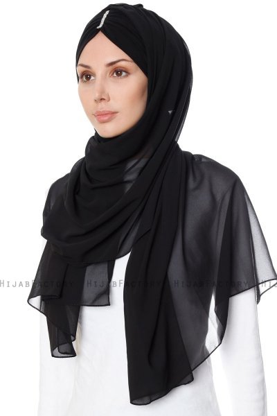 Evren - Schwarz Chiffon Hijab