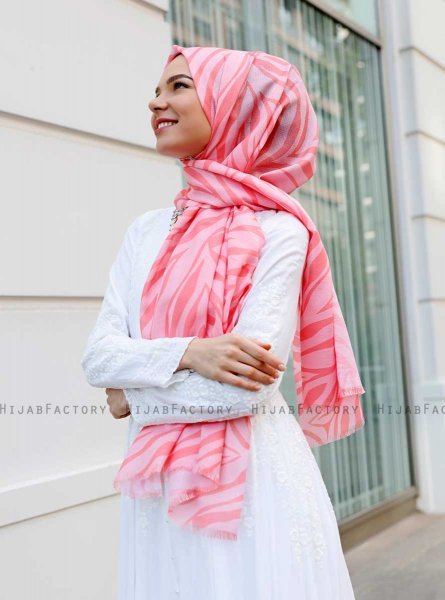 Famida - Rosa Gemustertes Hijab - Sal Evi
