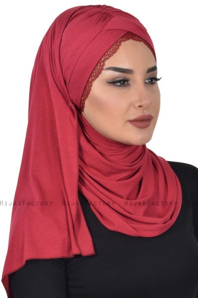 Filippa - Bordeaux Baumwolle Praktisch Hijab - Ayse Turban