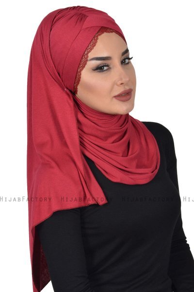 Filippa - Bordeaux Baumwolle Praktisch Hijab - Ayse Turban