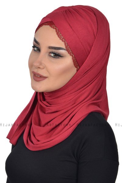 Filippa - Bordeaux Baumwolle Praktisch Hijab - Ayse Turban