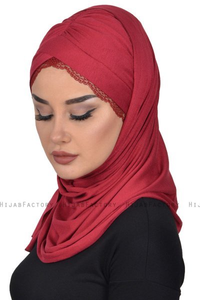 Filippa - Bordeaux Baumwolle Praktisch Hijab - Ayse Turban