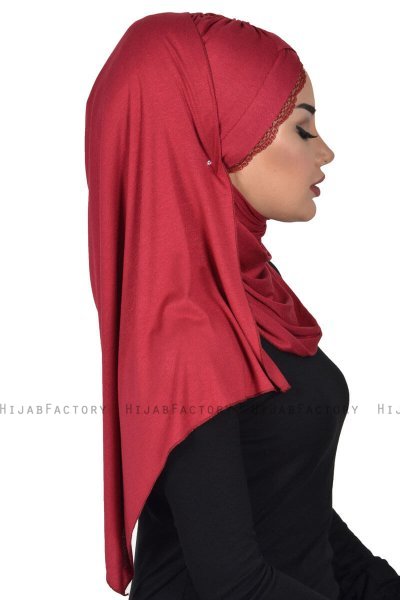 Filippa - Bordeaux Baumwolle Praktisch Hijab - Ayse Turban