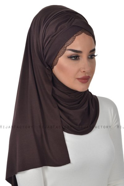 Filippa - Braun Baumwolle Praktisch Hijab - Ayse Turban