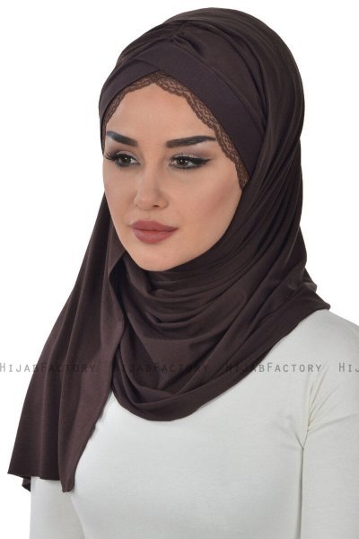 Filippa - Braun Baumwolle Praktisch Hijab - Ayse Turban