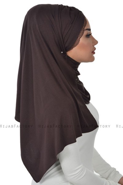 Filippa - Braun Baumwolle Praktisch Hijab - Ayse Turban