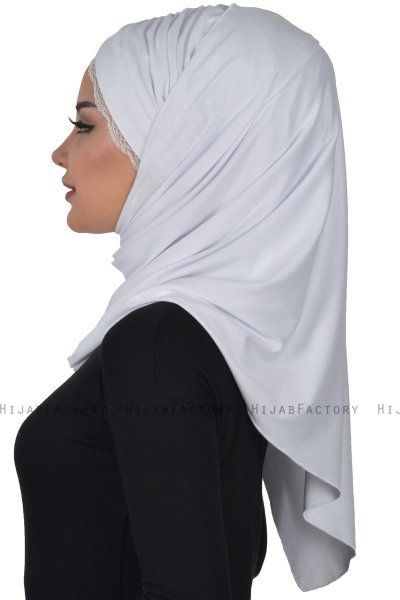 Filippa - Weiß Baumwolle Praktisch Hijab - Ayse Turban