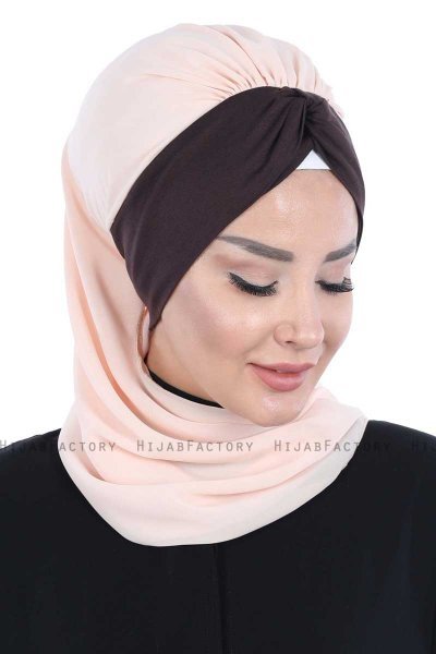 Gill - Beige & Braun Praktisch Hijab