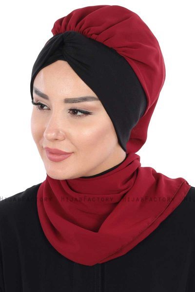 Gill - Bordeaux & Schwarz Praktisch Hijab