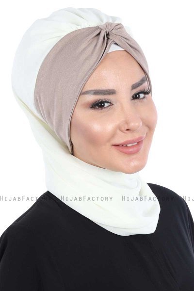 Gill - Creme & Taupe Praktisch Hijab