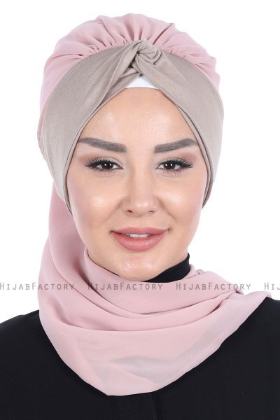 Gill - Altrosa & Taupe Praktisch Hijab