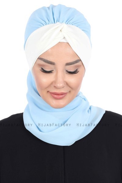 Gill - Hellblau & Creme Praktisch Hijab