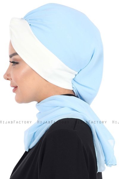 Gill - Hellblau & Creme Praktisch Hijab