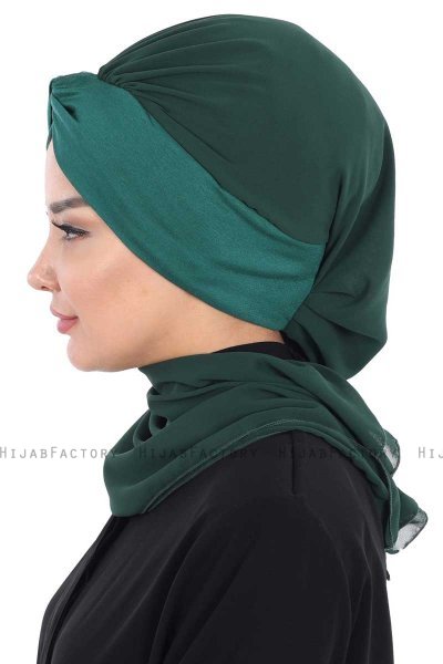 Gill - Dunkelgrün & Dunkelgrün Praktisch Hijab