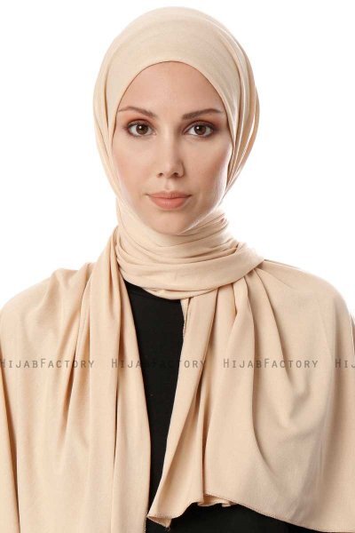 Hande - Beige Baumwolle Hijab - Gülsoy