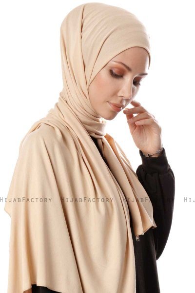 Hande - Beige Baumwolle Hijab - Gülsoy