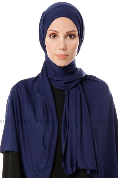 Hande - Navy Blau Baumwolle Hijab - Gülsoy