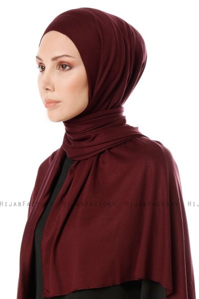 Hande - Dunkelviolett Baumwolle Hijab - Gülsoy