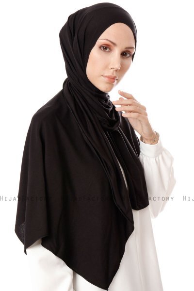 Hande - Schwarz Baumwolle Hijab - Gülsoy