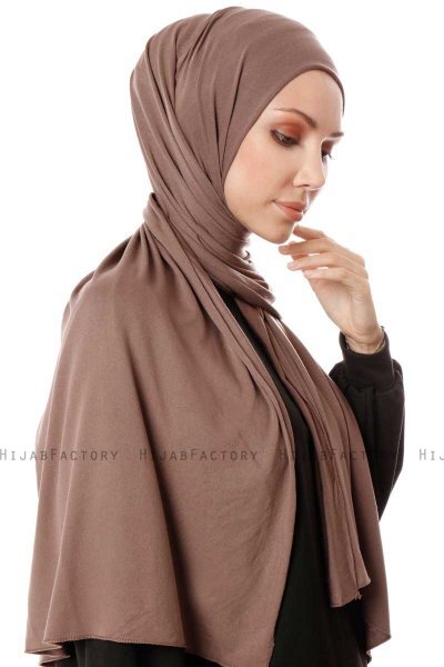 Hande - Taupe Baumwolle Hijab - Gülsoy