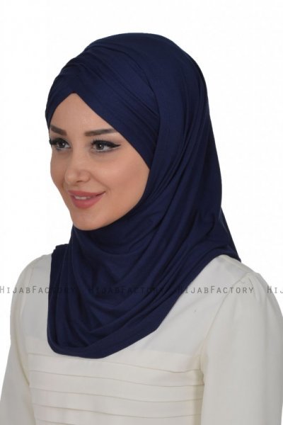 Hilda - Navy Blau Baumwolle Hijab