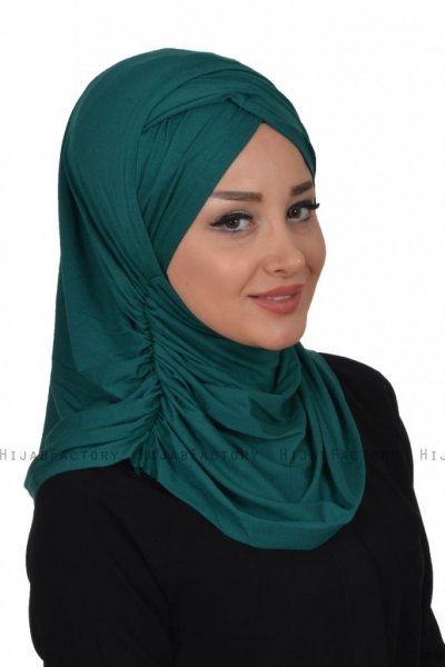 Hilda - Dunkelgrün Baumwolle Hijab