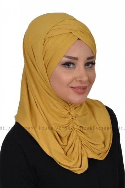 Hilda - Senf Baumwolle Hijab