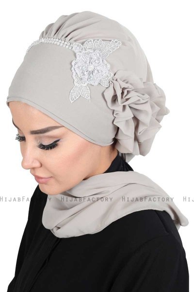 Hillevi - Taupe Chiffon Instant Turban