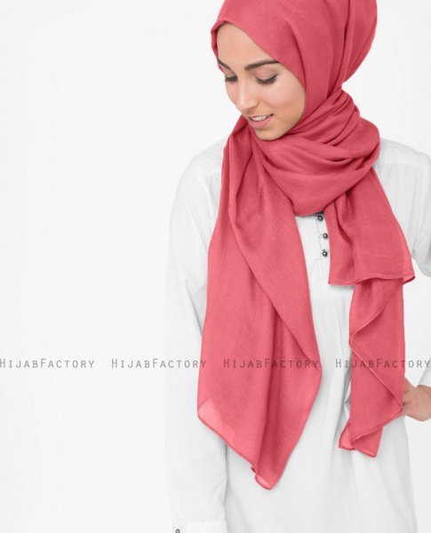 Hot Coral - Korall Viskos Hijab 5HA34b
