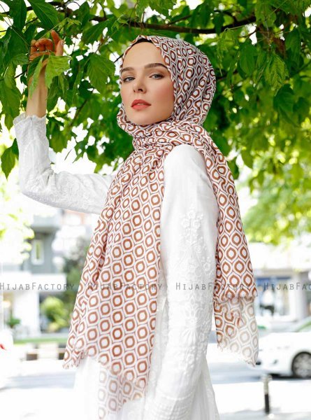 Isbah - Braun Gemustertes Hijab - Sal Evi
