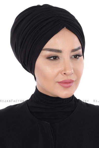 Jill - Schwarz Baumwolle Turban - Ayse Turban