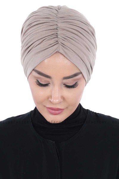 Jill - Taupe Baumwolle Turban - Ayse Turban