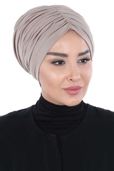 Jill - Taupe Baumwolle Turban - Ayse Turban