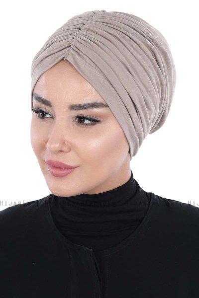 Jill - Taupe Baumwolle Turban - Ayse Turban