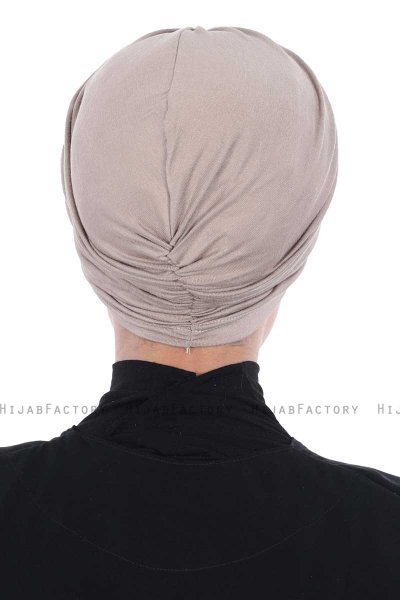 Jill - Taupe Baumwolle Turban - Ayse Turban