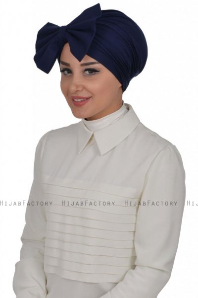 Julia - Navy Blau Baumwolle Turban - Ayse Turban