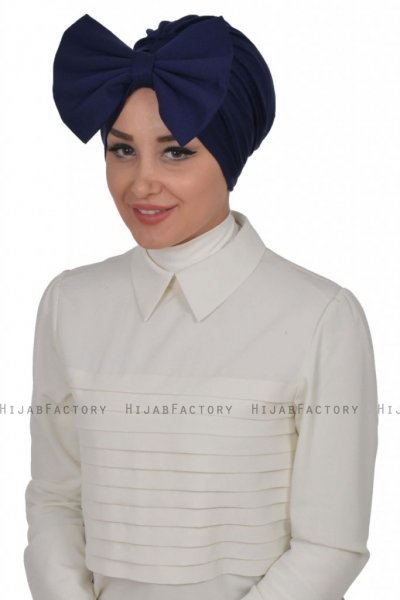 Julia - Navy Blau Baumwolle Turban - Ayse Turban