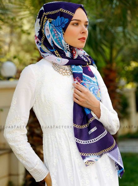 Jumana - Lila Gemustertes Hijab - Sal Evi