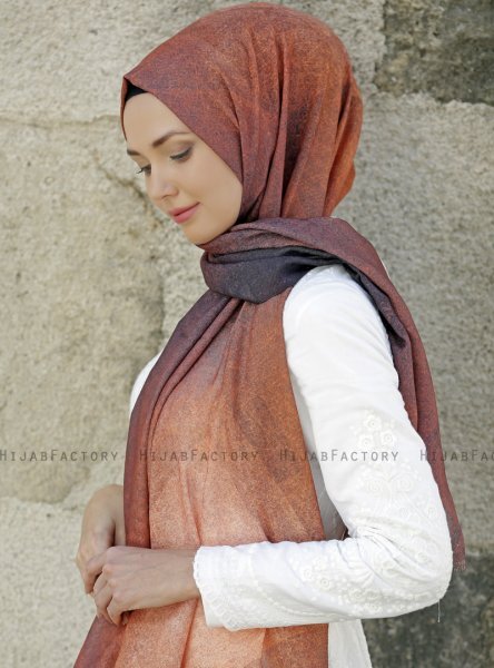 Dounia - Ziegelrot Gemustertes Hijab