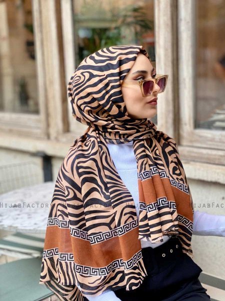 Kadifa - Senf Gemustert Baumwolle Hijab - Mirach