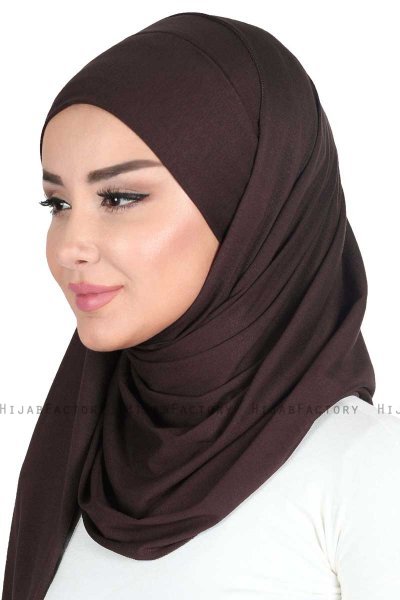 Kaisa - Braun Baumwolle Praktisch Hijab