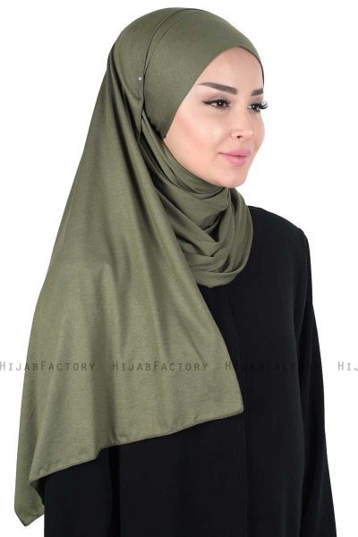 Kaisa - Khaki Baumwolle Praktisch Hijab