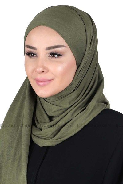 Kaisa - Khaki Baumwolle Praktisch Hijab