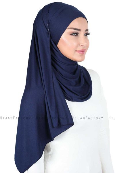 Kaisa - Navy Blau Baumwolle Praktisch Hijab