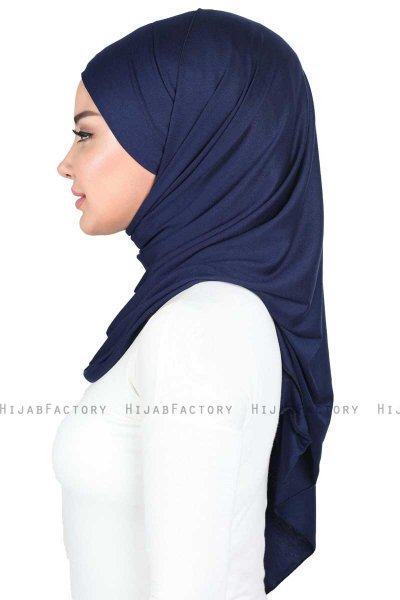 Kaisa - Navy Blau Baumwolle Praktisch Hijab