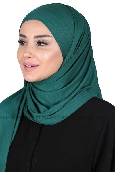 Kaisa - Dunkelgrün Baumwolle Praktisch Hijab