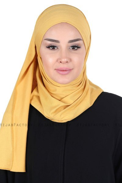 Kaisa - Senf Baumwolle Praktisch Hijab