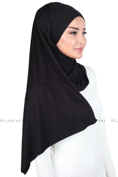 Kaisa - Schwarz Baumwolle Praktisch Hijab